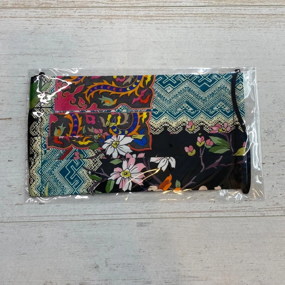 Johnny Was Multi Color Floral Print Cotton Sateen Face Mask